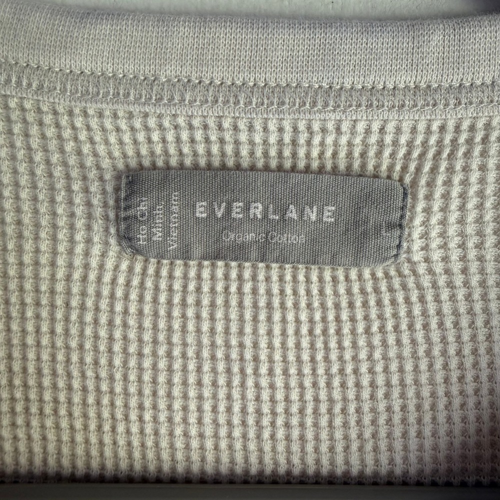 Everlane Organic Cotton Waffle Cardigan Cream Cropped Thermal Sweater Womens L - Picture 3 of 8